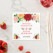 Serviette En Papier Romantic Red and Orange Roses (En situation)
