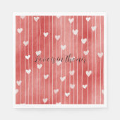 Serviette En Papier Romantic Red White Stripes Hearts Love (Devant)