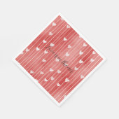 Serviette En Papier Romantic Red White Stripes Hearts Love (Coin)