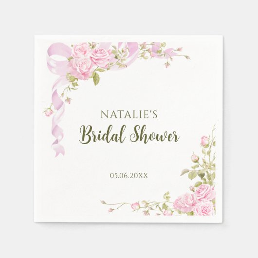Serviette En Papier Romantic Roses Chic Floral Bridal Shower (Devant)