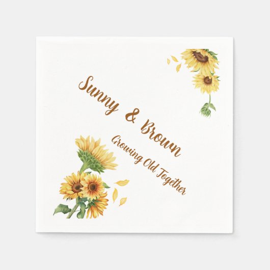 Serviette En Papier Romantic Sunflower Rustic Yellow Funny Wedding (Devant)