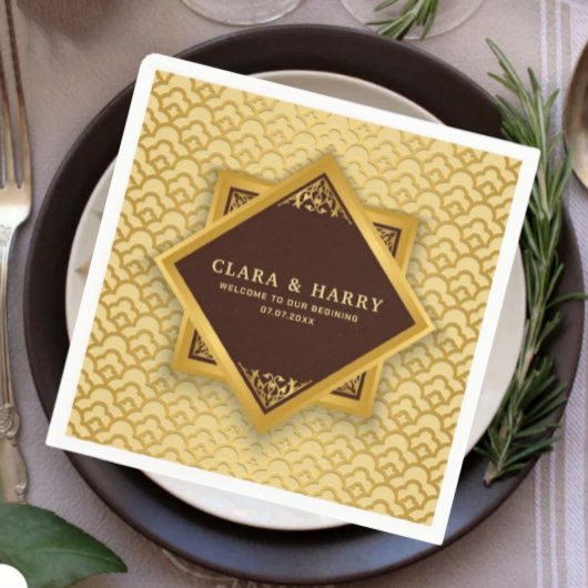 Serviette En Papier  Romantic vintage wedding champagne gold 