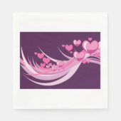 Serviette En Papier Romantique Abstrait Coeurs Rose Design Sur Violet (Devant)