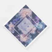 Serviette En Papier Romantique Bleu & Blush Floral Mariage Napkin (Coin)