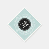 Serviette En Papier Romantique bleu clair Floral Wreath Custom Monogra (Coin)