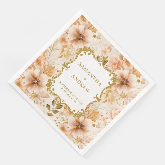 Serviette En Papier Romantique Boho Blush Gold Papier Napkins (Coin)