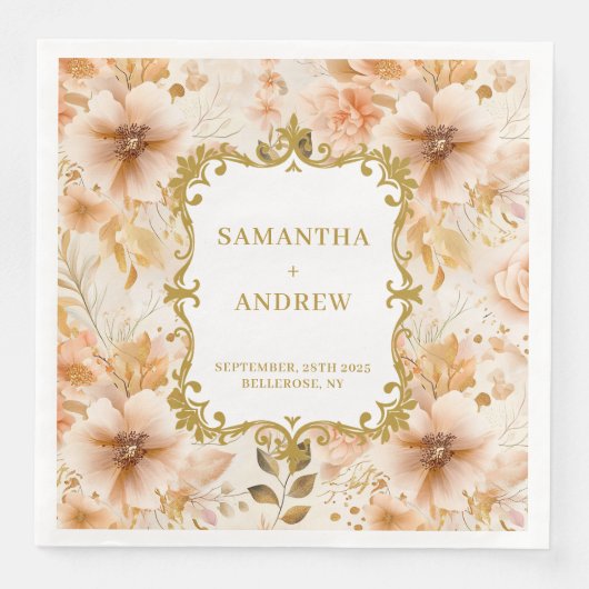 Serviette En Papier Romantique Boho Blush Gold Papier Napkins (Devant)