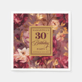 Serviette En Papier Romantique Bourgogne Blush Gold 30e Anniversaire s (Devant)