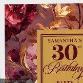 Serviette En Papier Romantique Bourgogne Blush Gold 30e Anniversaire s