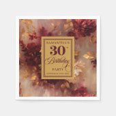 Serviette En Papier Romantique Bourgogne Blush Gold Boho 30e anniversa (Devant)