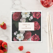 Serviette En Papier Romantique Bourgogne noir et rouge mariage de auto (En situation)