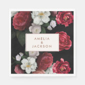 Serviette En Papier Romantique Bourgogne noir et rouge mariage de auto (Devant)