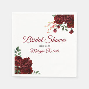Serviette En Papier Romantique Bourgogne Rose rouge Fête des mariées f