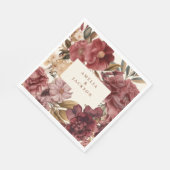 Serviette En Papier Romantique Bourgogne rouge et Mariage en cuivre (Coin)