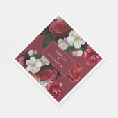 Serviette En Papier Romantique Bourgogne rouge floral mariage de autom (Coin)