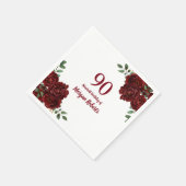 Serviette En Papier Romantique Bourgogne Rouge Rose 90e fête d'anniver (Coin)