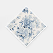 Serviette En Papier Romantique Chic Antique Dusty Blue Roses (Coin)