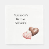 Serviette En Papier Romantique Chocolat Fraise Coeurs Douche de Mariée (Devant)