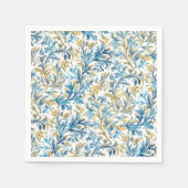 Serviette En Papier Romantique Classique Bleu Golden Scroll Feuille Ma (Devant)
