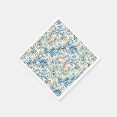 Serviette En Papier Romantique Classique Bleu Golden Scroll Feuille Ma (Coin)
