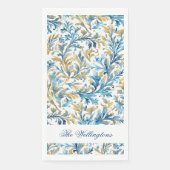 Serviette En Papier Romantique Classique Bleu Golden Scroll Feuille Ma (Devant)