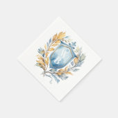 Serviette En Papier Romantique Classique Bleu Monogramme Crest Mariage (Coin)