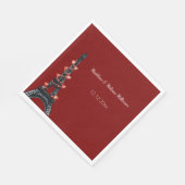 Serviette En Papier Romantique Coeurs rouges Mariage Tour Eiffel (Coin)