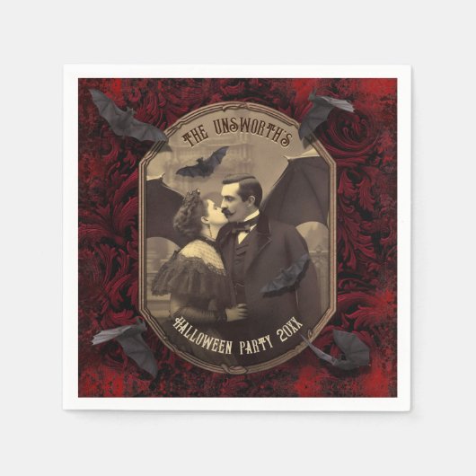 Serviette En Papier Romantique Dracula Vampire Kiss Halloween Parti (Devant)