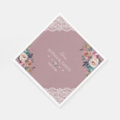 Serviette En Papier Romantique Dusty bleu Dusty Rose Fleurs Mariage (Coin)