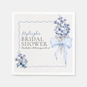 Serviette En Papier Romantique Dusty Blue Ribbon Bow personnalisé (Devant)