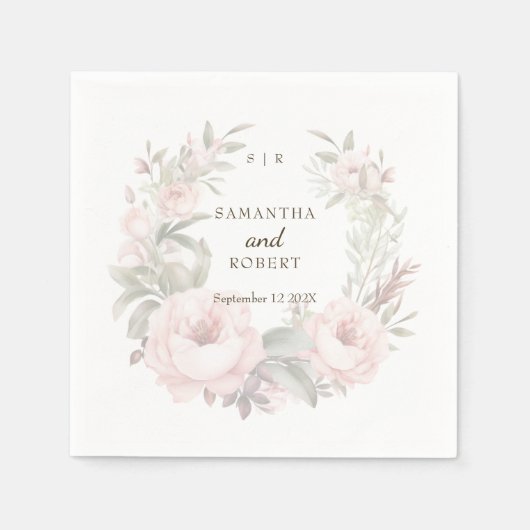 Serviette En Papier Romantique Dusty rose défraîchi Rose (Devant)