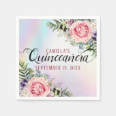 Serviette En Papier Romantique Elegant Charme Floral Quinceañera (Devant)