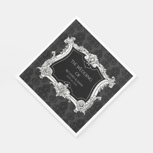 Serviette En Papier Romantique, élégant français encadré (Coin)