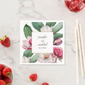 Serviette En Papier Romantique Élégant Magnolia Floral (En situation)