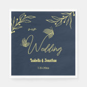 Serviette En Papier Romantique élégant or fleur marine (Devant)