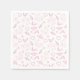 Serviette En Papier Romantique Floral Love Motif