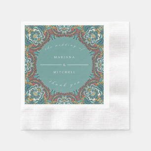Serviette En Papier Romantique géométrique Mandala doux bleu gris et r