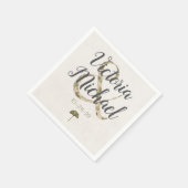 Serviette En Papier Romantique Ginkgo Initiales mariage serviettes (Coin)
