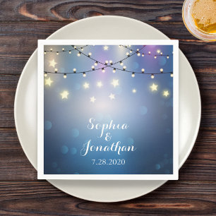 Serviette En Papier Romantique Mariage extérieur Twinkle lumières à co