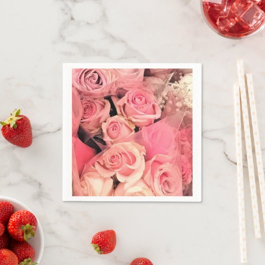 Serviette En Papier romantique mariage rose rosé serviettes (En situation)