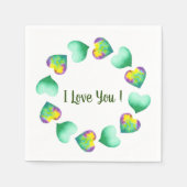 Serviette En Papier Romantique Mignon Aquarelle Verte Saint-Valentin   (Devant)