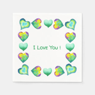 Serviette En Papier Romantique minimaliste Je t'aime Saint Valentin