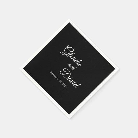Serviette En Papier Romantique Noir Calligraphie Flourdir Mariage pers (Coin)