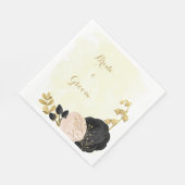 Serviette En Papier Romantique noir et rose fleurs serviettes en or (Coin)
