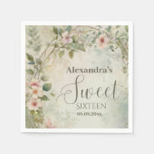 Serviette En Papier Romantique Pastel Fleur sauvage Sweet 16 (Devant)
