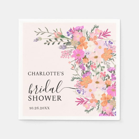 Serviette En Papier Romantique pastel fleurs sauvages printemps nuptia (Devant)