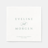 Serviette En Papier Romantique Personnalisable Vert Mariage Typographi (Devant)