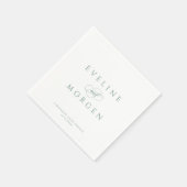 Serviette En Papier Romantique Personnalisable Vert Mariage Typographi (Coin)