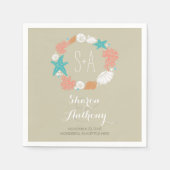 Serviette En Papier Romantique Plage Trésors Mariage Papier Napkins (Devant)