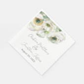 Serviette En Papier Romantique Ranunculus Blanc Aquarelle (Coin)